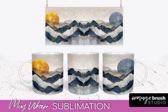 Boho Mug Wrap - Minimalist Landscape Mug Sublimation Design Product Image 1