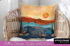 Boho Pillow Cover - Minimalist Landscape Pillow Sublimation Product Image 1