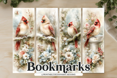 Blush Floral Cardinal Printable Bookmarks Product Image 1
