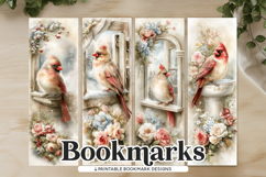 Vintage Cardinal Floral Printable Bookmarks Product Image 1
