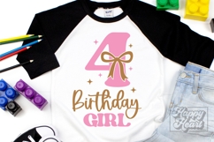 4th Birthday Girl SVG - Four Bow Birthday Girl PNG Product Image 4