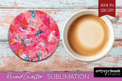 Brush Stroke Round Coaster - Abstract Coaster PNG Product Image 1
