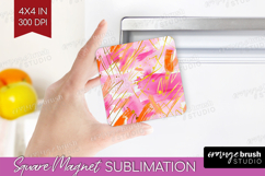 Brush Stroke Magnet Sublimation - Abstract Square Magnet PNG Product Image 1