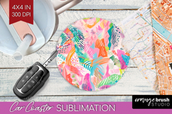 Brush Stroke Car Coaster - Abstract Coaster PNG Sublimation Product Image 1