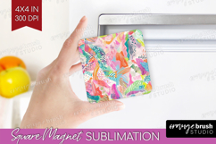 Brush Stroke Magnet Sublimation - Abstract Square Magnet PNG Product Image 1