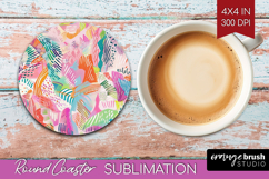Brush Stroke Round Coaster - Abstract Coaster PNG Product Image 1