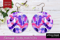 Brush Stroke Round Earrings - Abstract PNG Sublimation Product Image 1