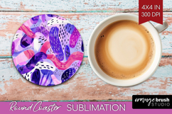 Brush Stroke Round Coaster - Abstract Coaster PNG Product Image 1