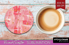 Brush Stroke Round Coaster - Abstract Coaster PNG Product Image 1