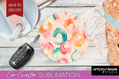 Brush Stroke Car Coaster - Abstract Coaster PNG Sublimation Product Image 1