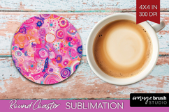 Brush Stroke Round Coaster - Abstract Coaster PNG Product Image 1