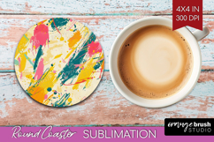 Brush Stroke Round Coaster - Abstract Coaster PNG Product Image 1