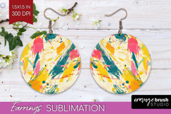 Brush Stroke Round Earrings - Abstract PNG Sublimation Product Image 1