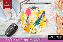 Brush Stroke Car Coaster - Abstract Coaster PNG Sublimation Product Image 1