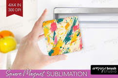 Brush Stroke Magnet Sublimation - Abstract Square Magnet PNG Product Image 1