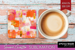 Brush Stroke Square Coaster - Abstract Coaster PNG Product Image 1