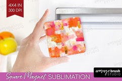 Brush Stroke Magnet Sublimation - Abstract Square Magnet PNG Product Image 1