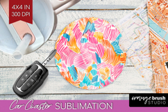 Brush Stroke Car Coaster - Abstract Coaster PNG Sublimation Product Image 1