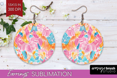 Brush Stroke Round Earrings - Abstract PNG Sublimation Product Image 1
