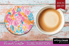 Brush Stroke Round Coaster - Abstract Coaster PNG Product Image 1