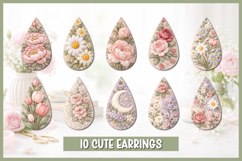10 Tea Drop Glitter Colourful Earrings Sublimation I PNG Product Image 1
