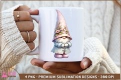 Easter Bunny Gnome floral clipart, Easter Gnome bunny pngs Product Image 2