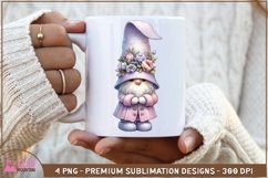 Easter Bunny Gnome floral clipart, Easter Gnome bunny pngs Product Image 3