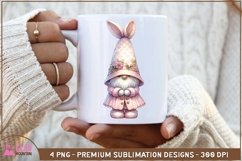Easter Bunny Gnome floral clipart, Easter Gnome bunny pngs Product Image 4