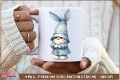 Easter Bunny Gnome floral clipart, Easter Gnome bunny pngs Product Image 5