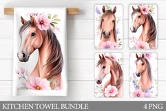 Horse Kitchen Towel Design. Horse Flowers Sublimation Product Image 1