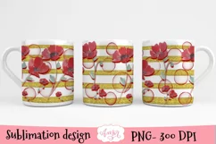 Poppy flowers mug wrap PNG for sublimation | Floral mug PNG Product Image 3