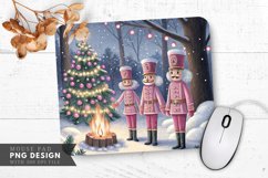 Winter Wonderland with Pink Nutcracker Soldiers Mouse Pad Product Image 1