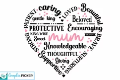 Mum Heart Shape SVG | Mother's Day Heart SVG PNG Product Image 1
