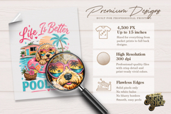 Life Is Better Poolside png, Summer Dog Design Product Image 3