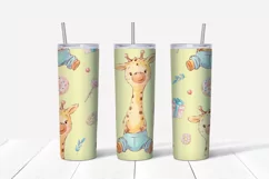 Giraffe sublimation design. Skinny tumbler wrap design. Product Image 4