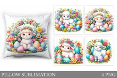 Easter Lamb Pillow Design. Easter Pillow Sublimation Product Image 1