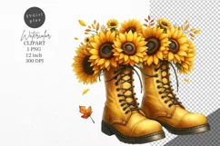 Autumn clipart, Boots clipart, Sunflowers clipart Product Image 1