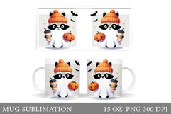 Cute Raccoon Mug Sublimation. Halloween Mug Sublimation Product Image 1