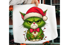 Green Angry Christmas Cat PNG, Merry Christmas Sublimation Product Image 6