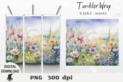 Flowers Tumbler Wrap, Flowers Sublimation, Wildflower Product Image 1