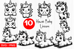 Cute Kawaii Baby Unicorn SVG PNG Product Image 1