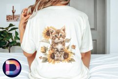 Watercolor Kitten Sunflower Clipart Bundle, Kitten Clipart Product Image 4