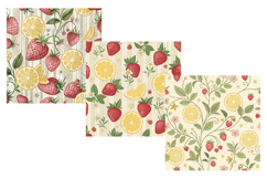 Strawberry Lemon Shabby Digital Paper, Seamless Pattern Product Image 4