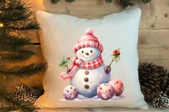 Pink Christmas Snowman Clipart, Christmas PNG Product Image 4