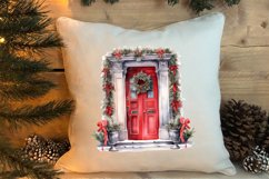 Christmas Door Watercolor Clipart, Christmas Door PNG Product Image 4