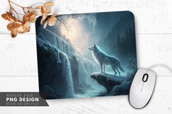 Enchanted Wolf at the Frozen Falls Mouse Pad PNG Design Product Image 1
