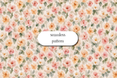 Soft Peach Floral Seamless Pattern, Painterly Flower Print Product Image 1