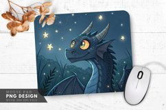 Curious Night Dragon Among Stars Mouse Pad PNG Design Product Image 1