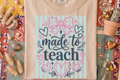 Made To Teach Png, Retro Striped Teacher Sublimation Png. Product Image 3