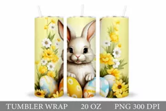 Cute Bunny Tumbler Design. Easter Tumbler Wrap Sublimation Product Image 1